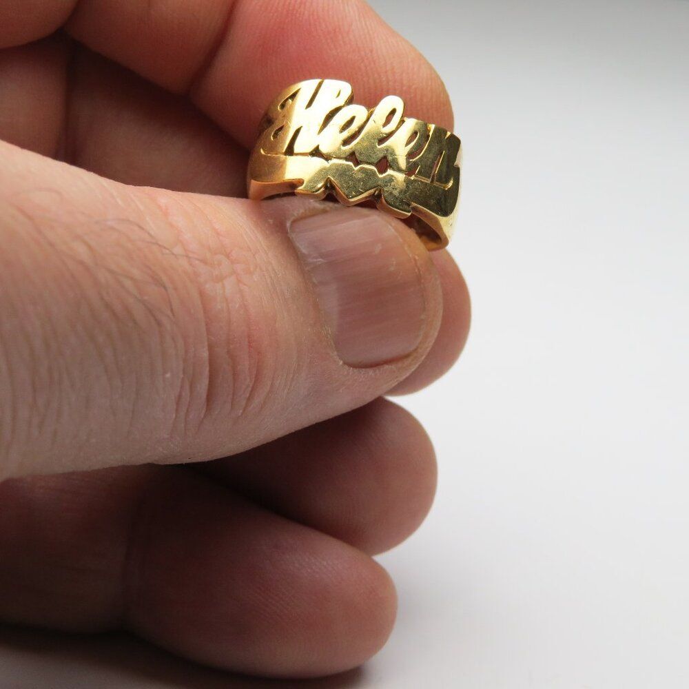 14k Gold Name Ring HELEN Hand Made